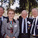 L–R. Don Cumming (Treas/Qld), Barbara Woods, Bill Moffatt (Sec/NSW), Joe Brown, DFM (Sec/Qld).